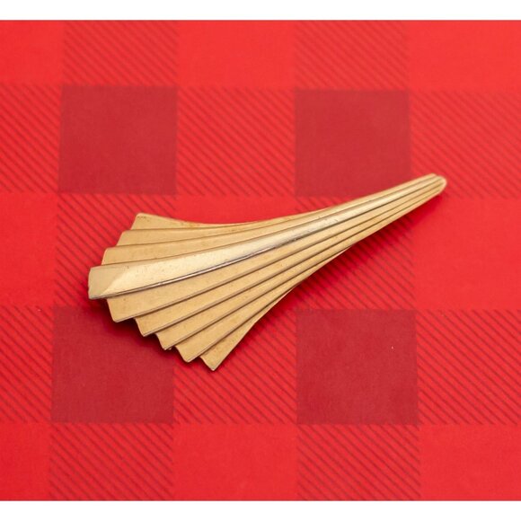 Vintage Mid Century Geometric Gold Tone Brooch by Act 2 - O9 - Picture 1 of 3